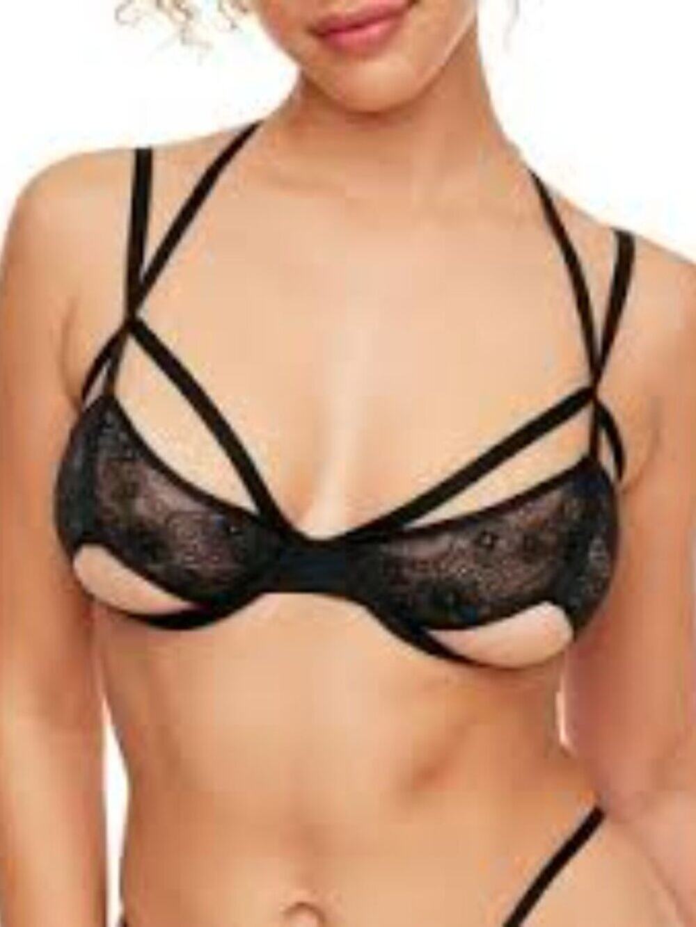 Adore Me Black Eilish Unlined Bra Unlined Strappy Size 36D